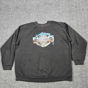 Vintage Harley-Davidson Sweatshirt Mens Large Black 1987 3D Emblem Jax FL 80s‎